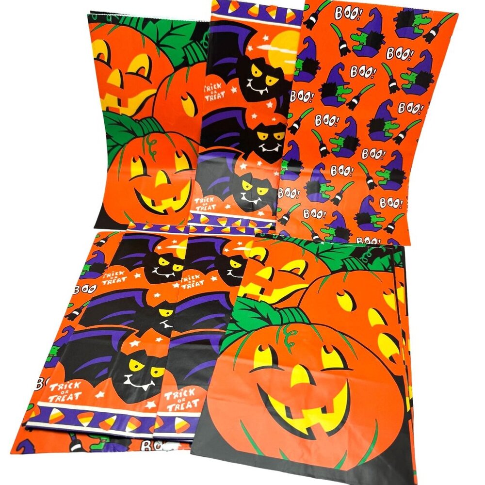 Vintage 1996 Jeanmarie Halloween Treat Bags Jack-O-Lantern Witch Bat Designs 8